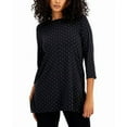 thumbnail image 1 of Alfani Petite 3/4 Sleeve Printed Top Deep Black Modern Dot PM, 1 of 2