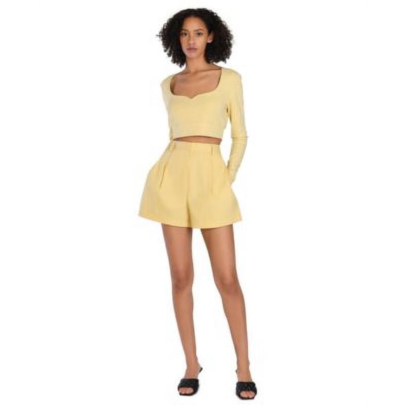 MSRP $60 Bar III x Nicole Williams English Women Pleated Shorts Yellow Size 8