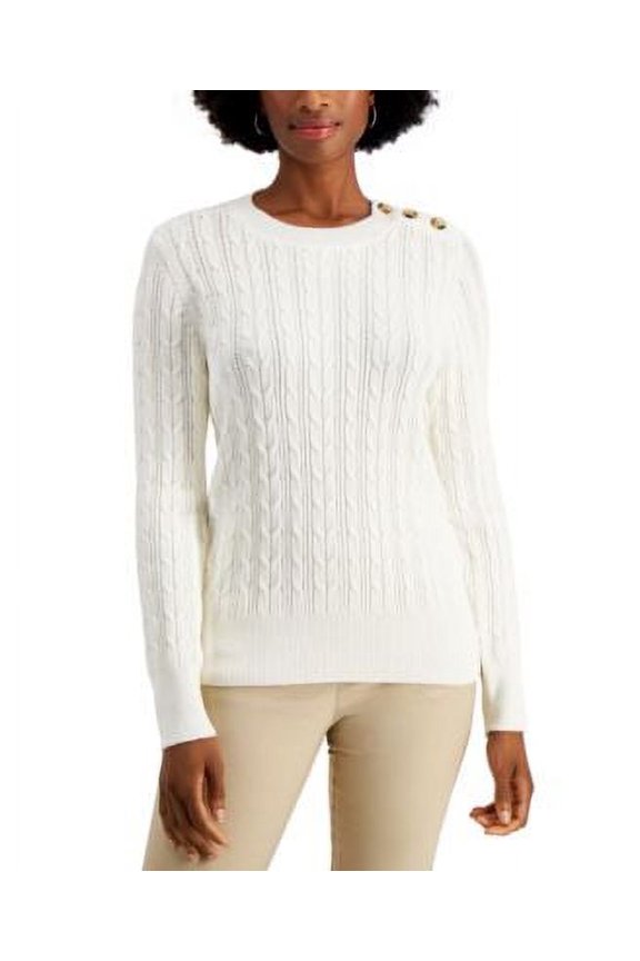 Button Shoulder Sweater Cloud Combo L