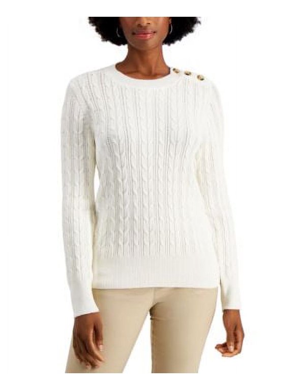 Button Shoulder Sweater Cloud Combo L