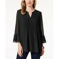thumbnail image 1 of MSRP $60 Charter Club Double Ruffle Solid Pintuck Top Black Size XS, 1 of 1