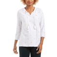 thumbnail image 1 of MSRP $60 Charter Club Tassel-Neck 3/4-Sleeve Top White Size Small, 1 of 1