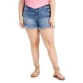 thumbnail image 1 of INC International Concepts Plus Size Frayed Denim Shorts Dark Indigo 14W, 1 of 2