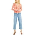 thumbnail image 1 of MSRP $60 Inc International Concepts Printed Ruffled Ruched Mesh Top Pink Size XL, 1 of 2
