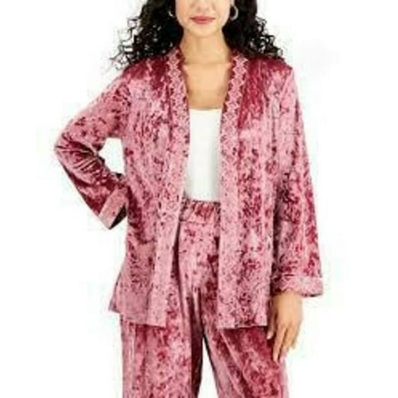 MSRP $60 Jm Collection Womens Velvet Embroidered Cardigan Pink Size Large