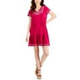 thumbnail image 1 of Style & Co Womens Embroidered Peasant Dress Sangria Wine S, 1 of 2