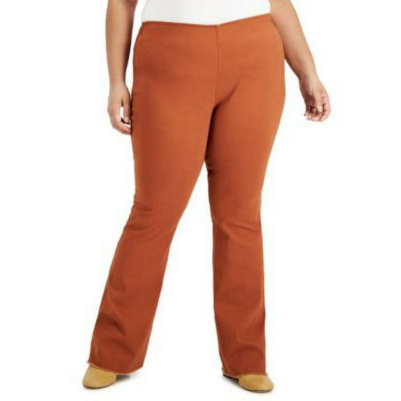 MSRP $60 Tinseltown Plus Size High Rise Pull-On Flare Pants Brown Size 18W