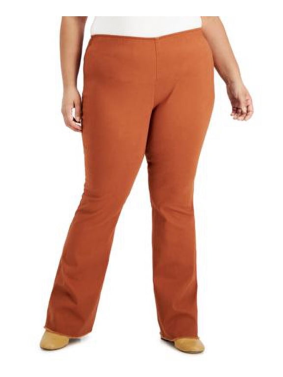MSRP $60 Tinseltown Plus Size High Rise Pull-On Flare Pants Brown Size 18W