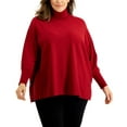 thumbnail image 1 of MSRP $66 Alfani Plus Size Drop-Shoulder Turtleneck Sweater Red Size 0X, 1 of 1