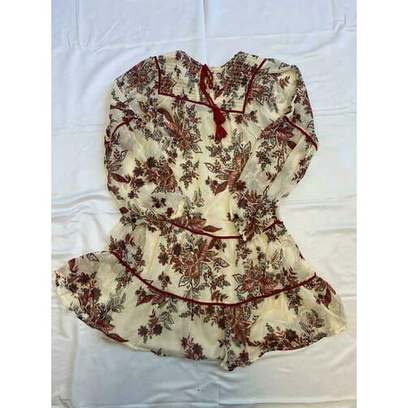 MSRP $68 Tinsel Petite Floral-Print Smocked Dress Natural Size PXS