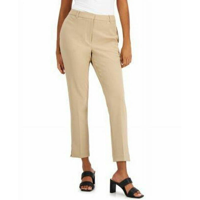 MSRP $70 Alfani Petite Side-Slit Dress Pants Brown Size 4P