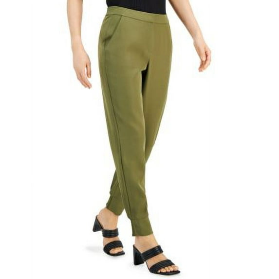 Alfani Womens Zip Jogger Pants Burnt Olive L