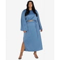 thumbnail image 1 of MSRP $70 Bar III Women Plus Size Satin Maxi Skirt ONLY Blue Size 1X, 1 of 1