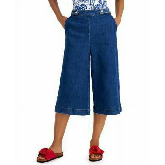 MSRP $70 Charter Club Berkeley Culotte Jeans Wash Blue Size 10