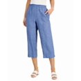 thumbnail image 1 of MSRP $70 Charter Club Linen Cropped Pull-On Pants Blue Size Medium, 1 of 4