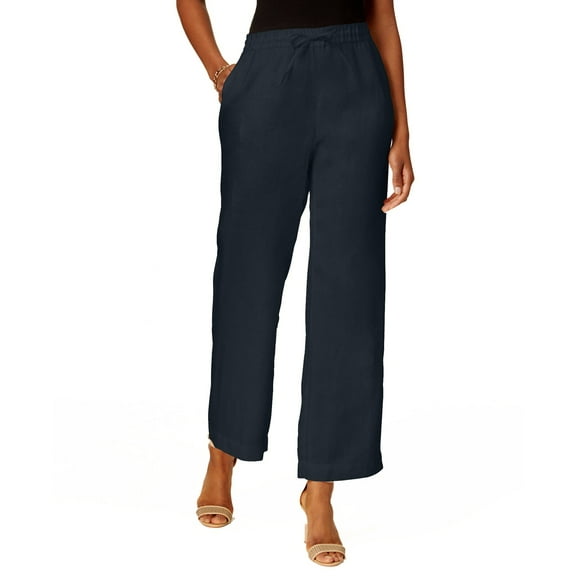 Charter Club Petite Linen Drawstring Pants Intrepid Blue PS