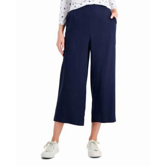 Charter Club Womens Cropped Wide-Leg Pants Intrepid Blue XL