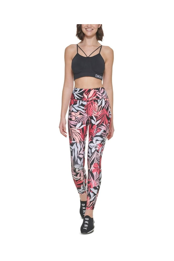 MSRP $70 Dkny Printed High-Waist 7/8 Legging Jungle Bloom Pink Size Medium