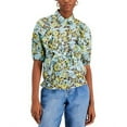thumbnail image 1 of MSRP $70 Inc International Concepts Ruffled Printed Blouse Teal Size Small, 1 of 1