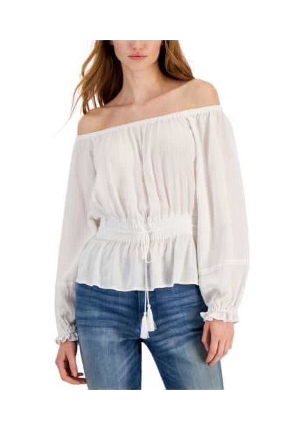 MSRP $70 Inc International Concepts Womens Metallic-Detail Top White Size Small