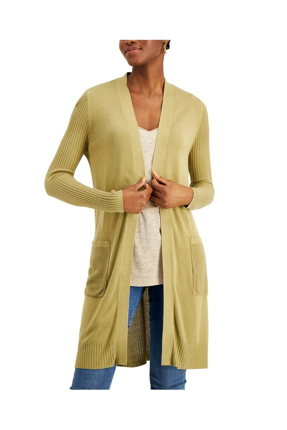 Womens Ribbed Duster Cardigan Mountain Moss S