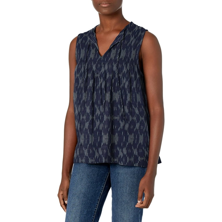 MSRP $70 Lucky Brand Women's Sleeveless Tie Neck Cami Top Navy Size Small