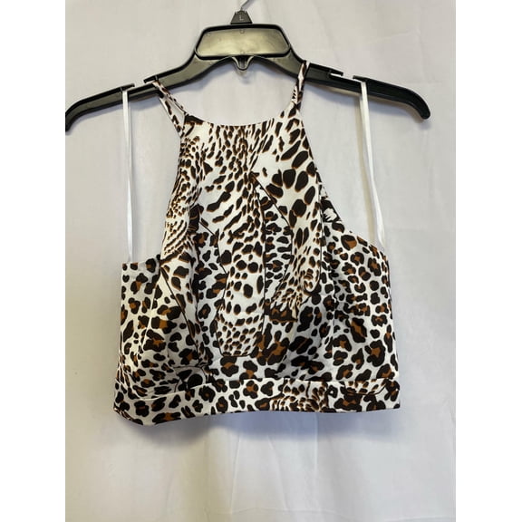 MSRP $78 Aqua Halter Neck Crop Top Brown Size X-Small NWOT