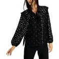 thumbnail image 1 of Alfani Dot Printed Tie Neck Top Black Dots M, 1 of 2
