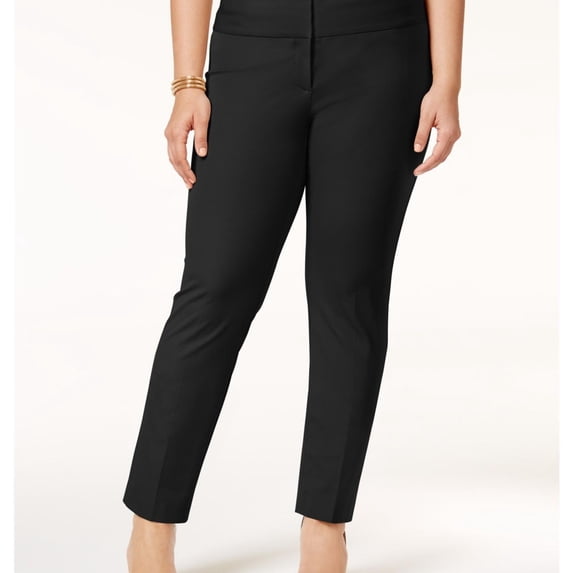 Alfani Womens Tummy-Control Casual Trouser Pants, Black, Petite Plus Size, 24W