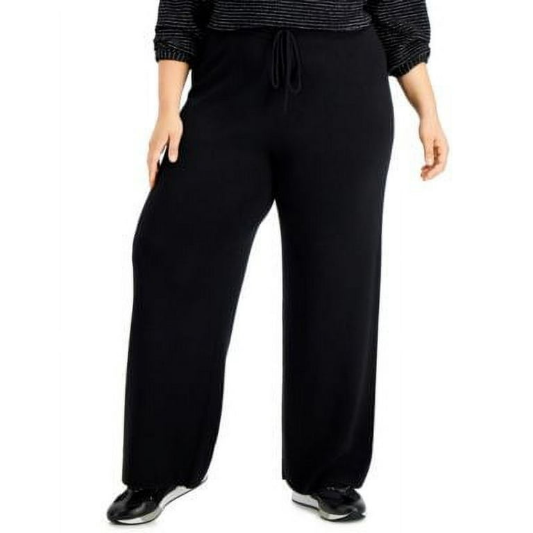 MSRP $80 Alfani Plus Size Straight Leg Sweatpants Black Size 1X 
