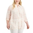 thumbnail image 1 of MSRP $80 Alfani Women Plus Size Printed Utility Tunic Blouse White Size 1X, 1 of 2