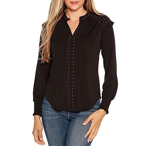 MSRP $80 Belldini Womens Label Embellished Split Neck Blouse Size Small NWOT