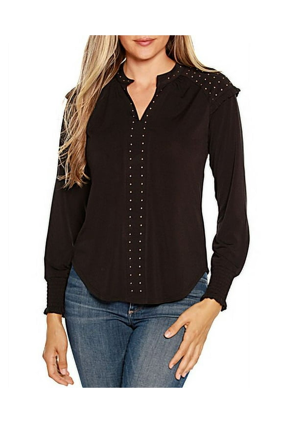 MSRP $80 Belldini Womens Label Embellished Split Neck Blouse Size Small NWOT