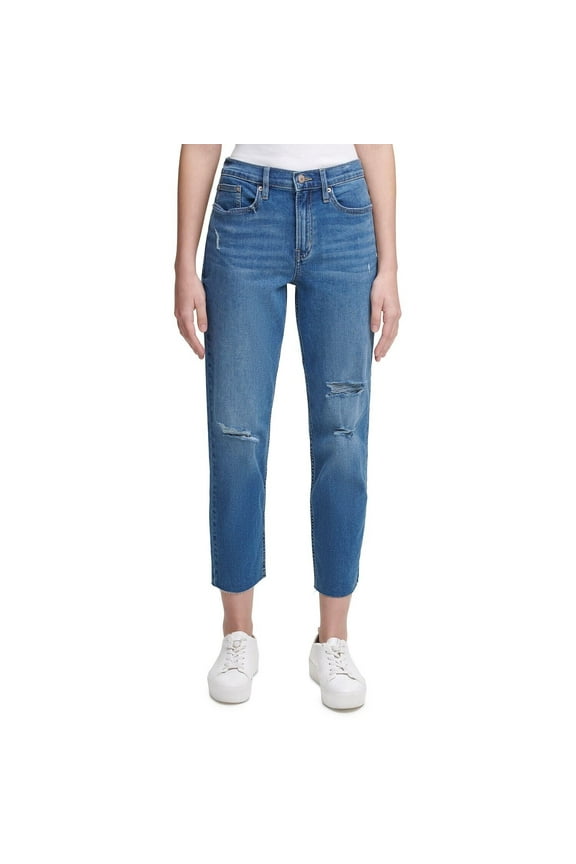 MSRP $80 Calvin Klein Jeans High-Rise Distressed Ankle Jeans Size 25