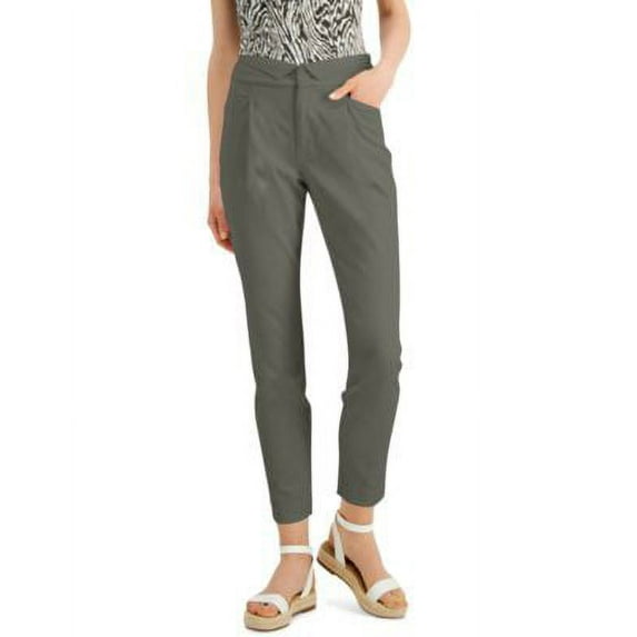 MSRP $80 Inc International Concepts Folded-Waist Tapered Pants Green Size 4