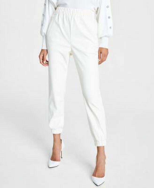 INC International Concepts Faux Leather Joggers Washed White M