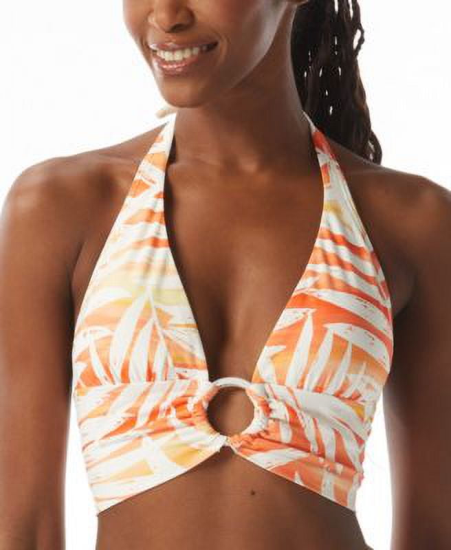 MSRP 88 Carmen Marc Valvo Womens Ring Front Halter Bikini Top