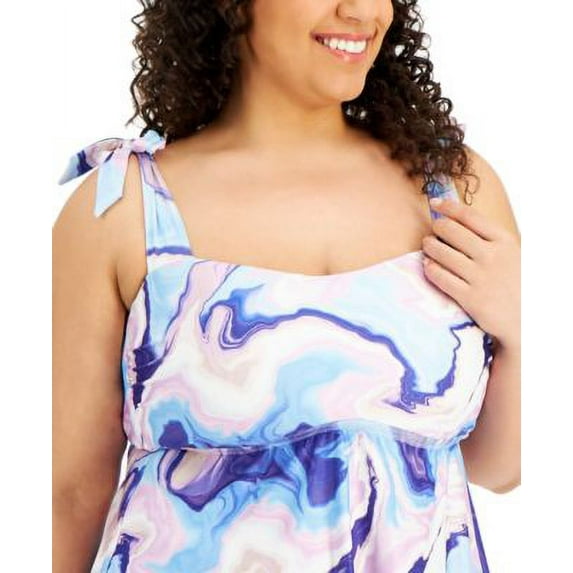 MSRP $98 Becca Etc Plus Size Agate Printed Tankini Top Womens Swimsuit Size 0X