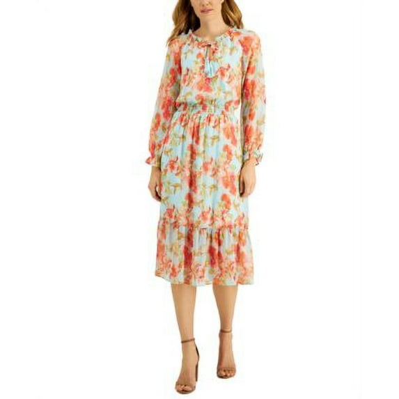 MSRP $99 Willow Drive Women Tassel Midi Fit & Flare Dress Blue Size XL