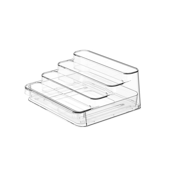 Mainstays Clear 4 Tier Spice Rack With Drawer, Ideal for Kitchen Storage and Organization of Spices ansd Countertop Spice Display, Added Drawer for Organization and Storage