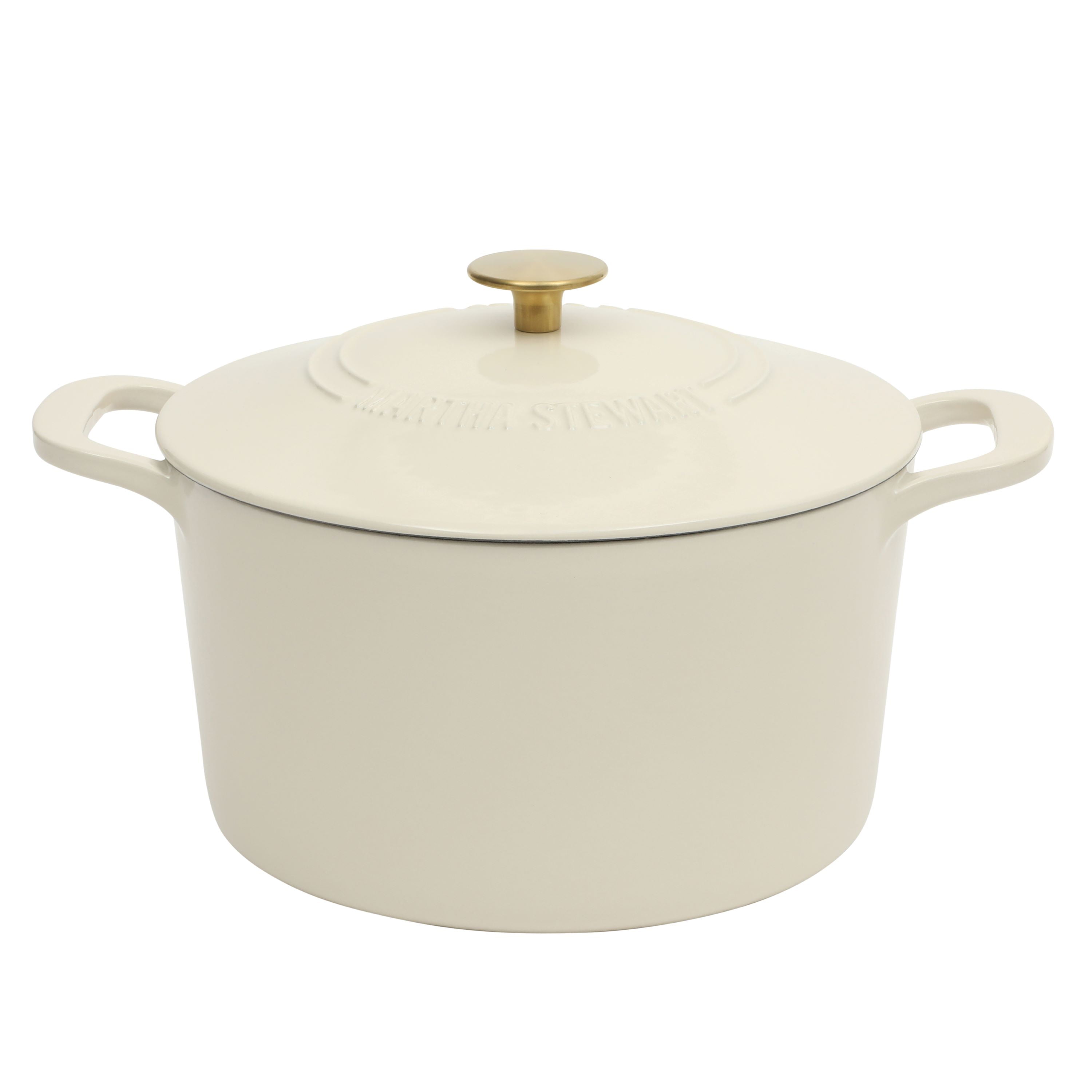 The Coupon deal of  Martha Stewart Everyday Eastwick 7 Quart Enamel on Cast Iron Dutch Oven Linen