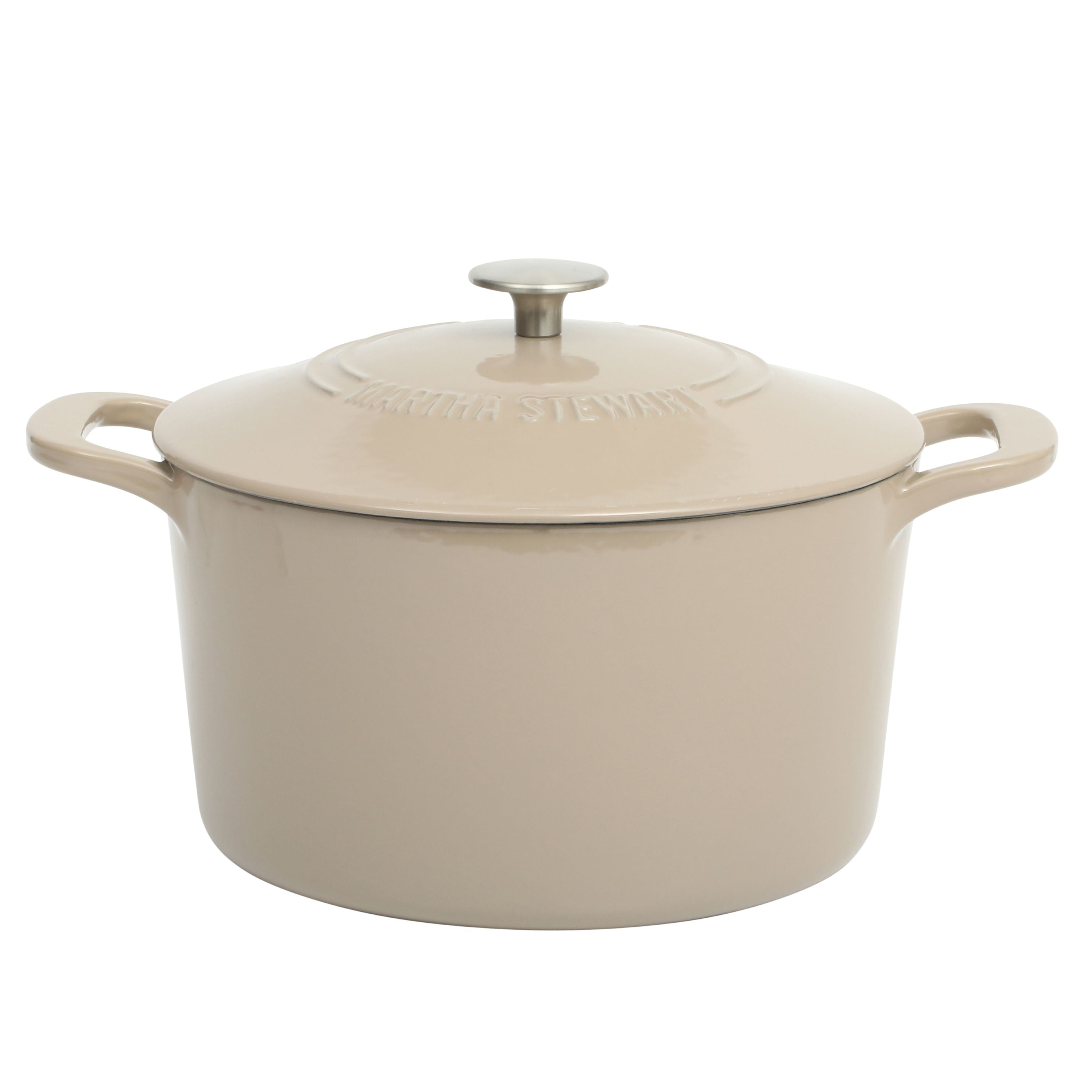 Martha Stewart Everyday Eastwick 7 Quart Enamel on Cast Iron Dutch Oven Taupe