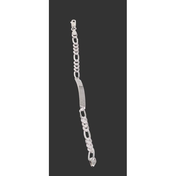 MST 925 Italian Solid Sterling Silver Figaro ID Bracelet 4mm, 7 in, Unisex All Ages
