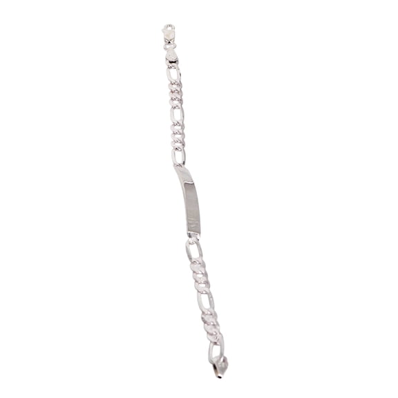 MST 925 Italian Sterling Silver Figaro ID Bracelet  5mm, 8 Unisex All Ages