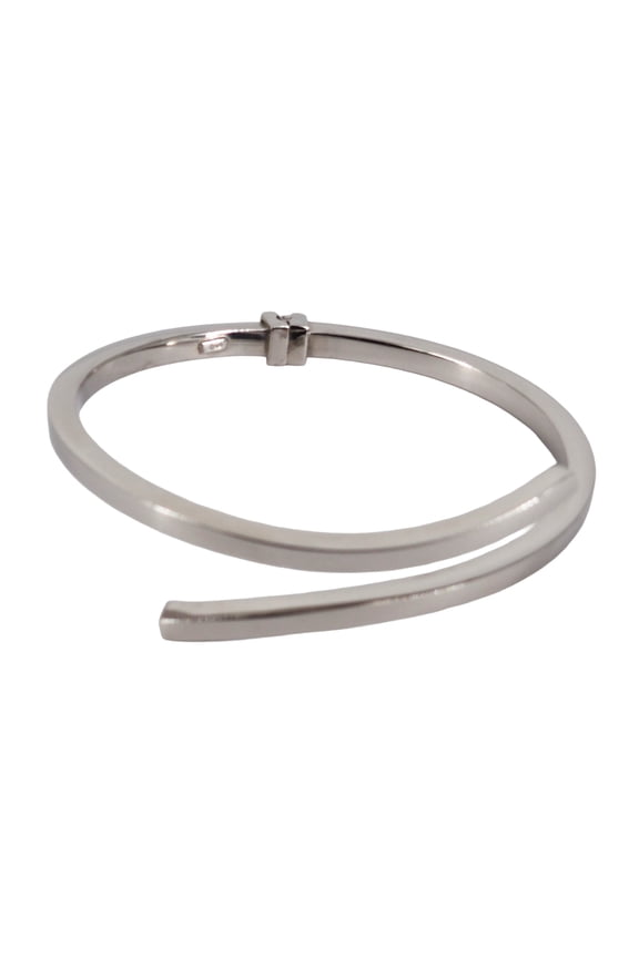 925 Silver Italian Hollow Endless Bangle Rhodium Plated Italy, Unisex, All Ages