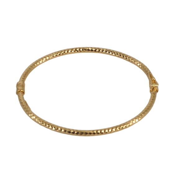 MST 925 Sterling Silver Italian Pave Cut Bangle Bracelet Gold Plated Unisex All Ages