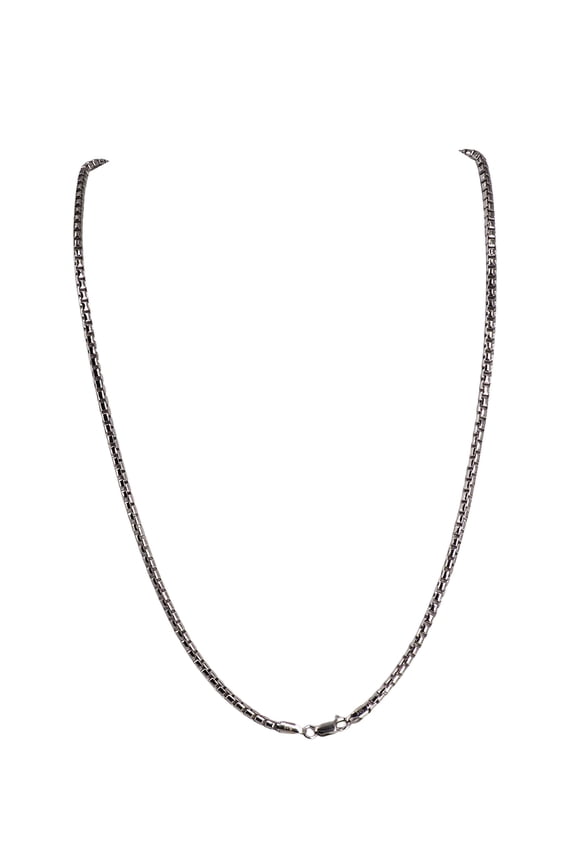 925 Sterling Silver Round Box Chain Necklace 2mm, 20 inch Rhodium Plated Italy, Unisex, All Ages