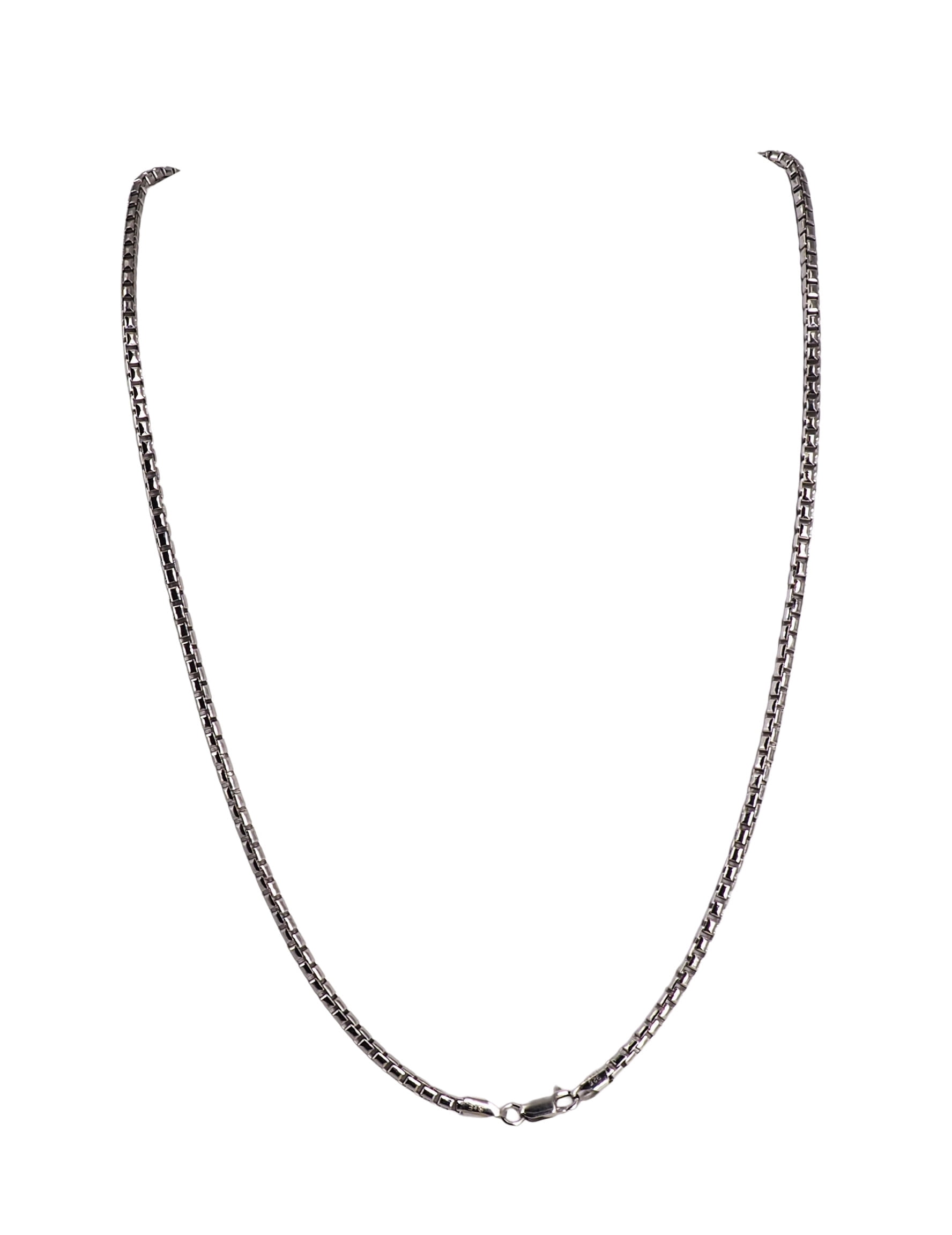 MST 925 Sterling Silver Round Box Chain Necklace 2mm, 22 inch Rhodium ...
