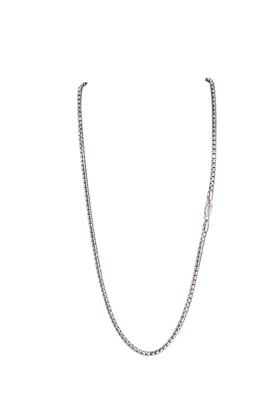 925 Sterling Silver Round Box Chain Necklace 3.5mm, 20 inch Rhodium Plated Italy, Unisex, All Ages