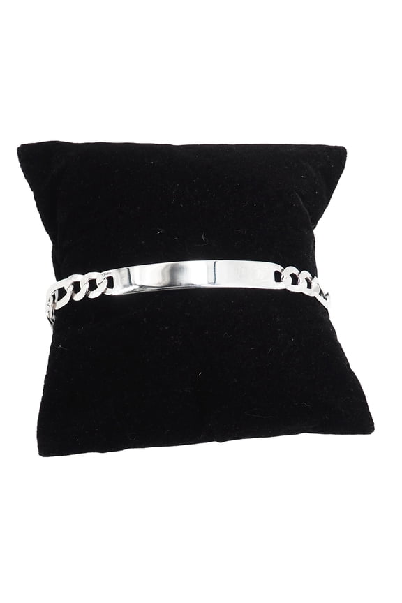 Figaro ID Bracelet 925 Solid  Sterling Silver 5mm, 9 inch Italian Unisex All Ages